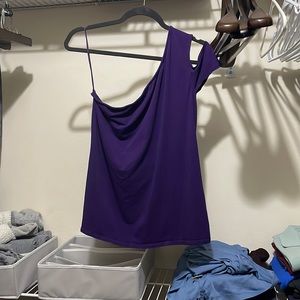 Express size XL one, cut out sleeve, cotton mix purple top.